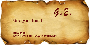 Greger Emil névjegykártya